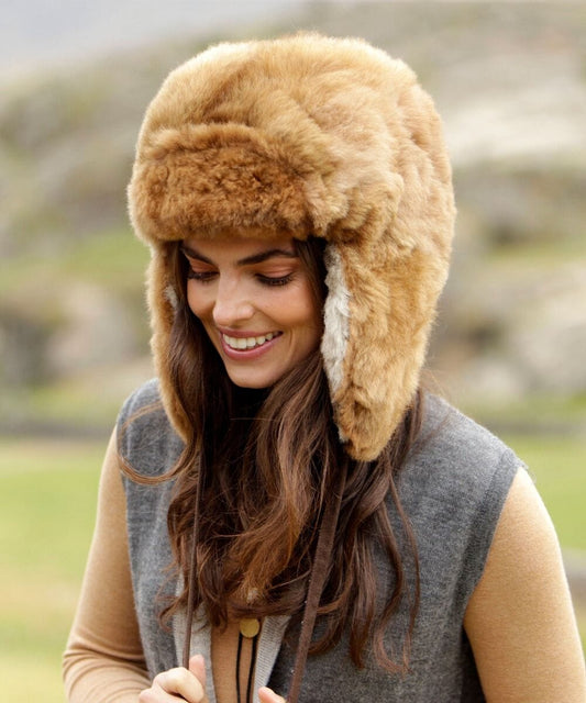 100% Baby Alpaca RCMP Fur Hat With Earflaps Chullo