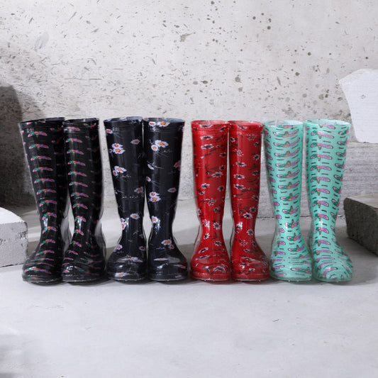 Women's Printed High Rubber Boots