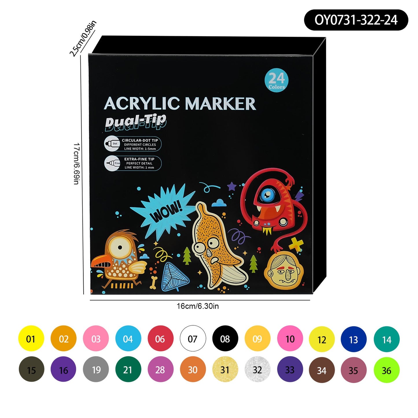 36 Colors Dual Tips Art Marker Drawing Acrylic Paint Marker Pens Set For Rock Painting Ceramic Glass Wood