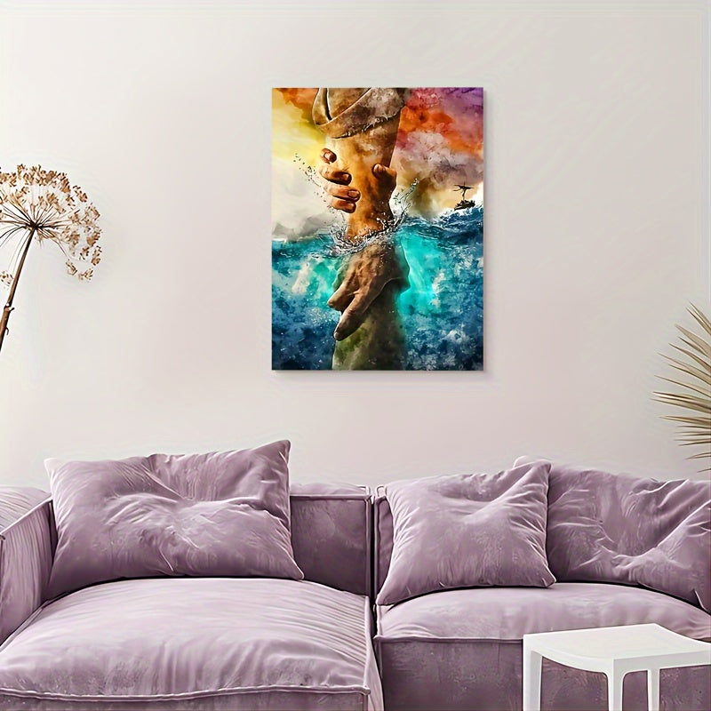 1pc wood frame canvas painting, hand of god wall painting, painting - give me your hand wall art canvas is perfect for home decoration