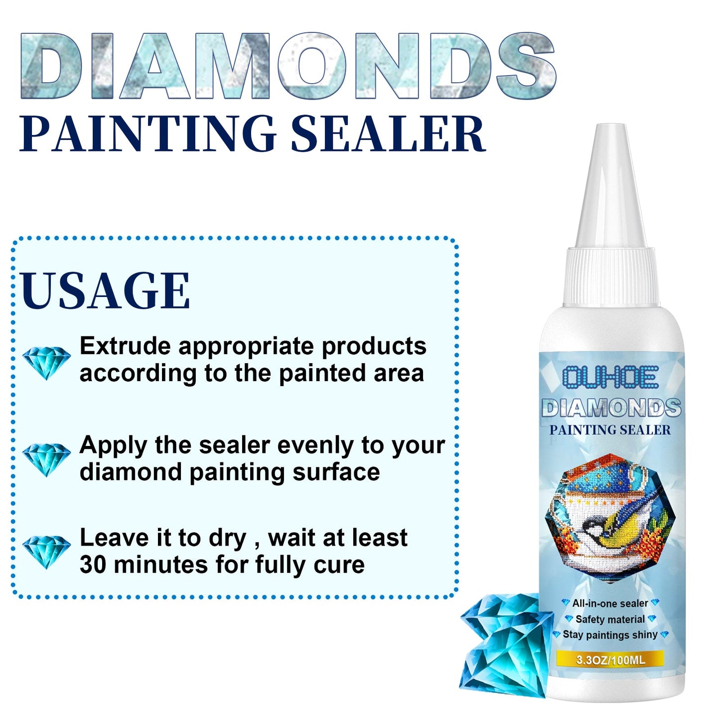 OUHOE Diamond Painting Sealant, Diamond Painting Oil Painting Protective Adhesive 5D Diamond Painting Puzzle Sealant