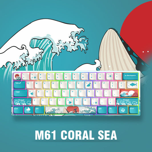 XVX M61 Coral Sea Themed 61 Keys Wired/Wireless Mechanical Keyboard
