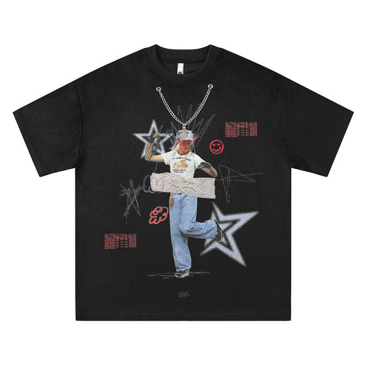 Men's Clothing Cool Suede Unisex Short Sleeve T-Shirt Trendy