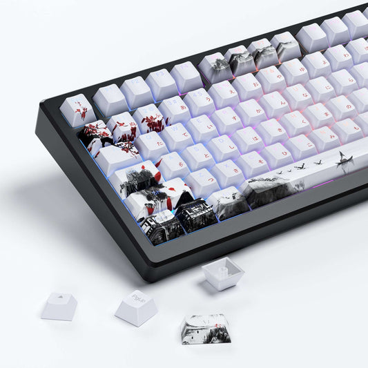 XVX Plum Blossom Cherry Profile Double shot 5-sided Dye-Sub PBT Keycap Set (127-Key)
