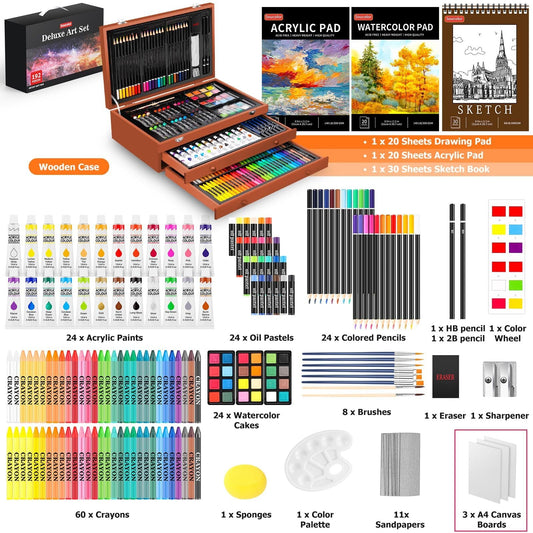 Art Supplies, 192-Pack Deluxe Art Set Drawing Painting Supplies Art Kit with ...