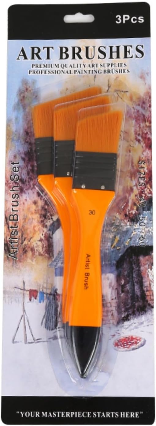 3 Piece Pro Grade Paint Brush Set 2" Angle Acrylic Painting Brushes for All Latex and Oil Paints, Stains, Wall, Home Improvement, Interior and Exterior Use