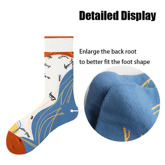 3 Pairs Women Colorful Compression Running Anti-odor And Breathable Socks Crew Athletic Hiking Anti Blister Cushioned For Running Hiking Cycling Fitness