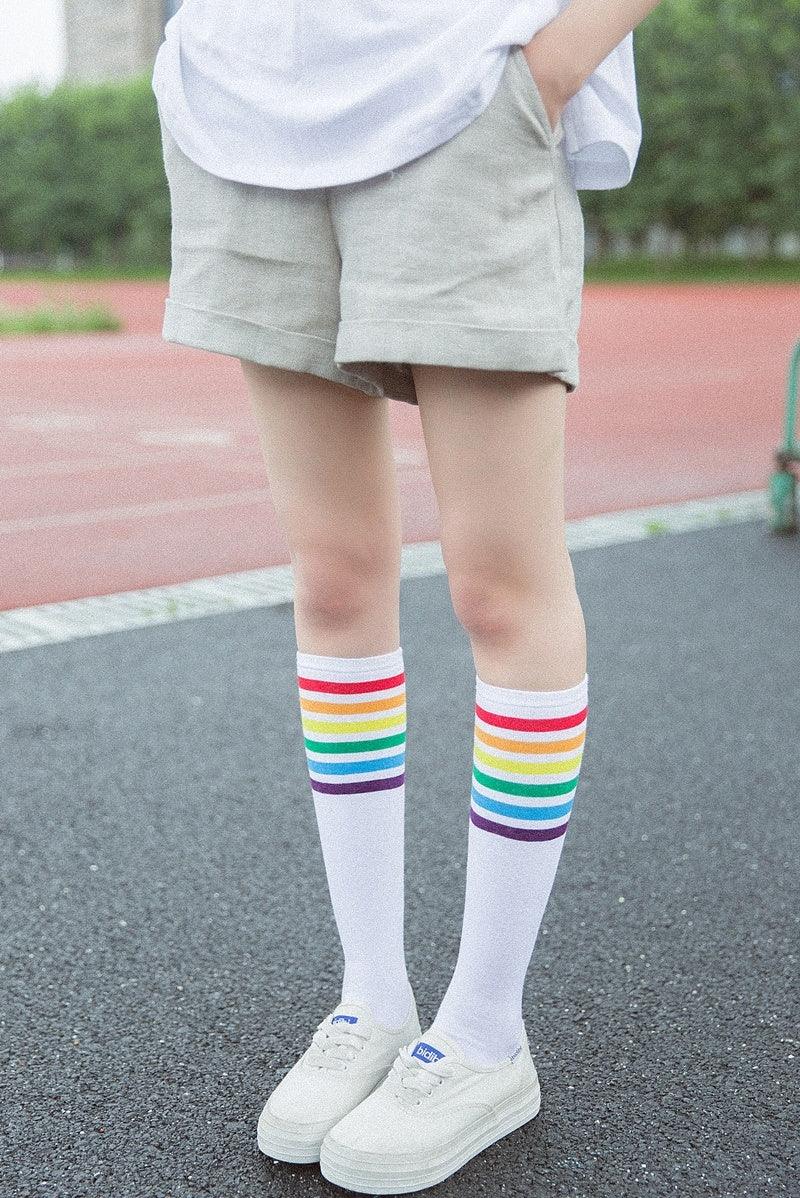 Women's Striped Knee-High Cotton Socks