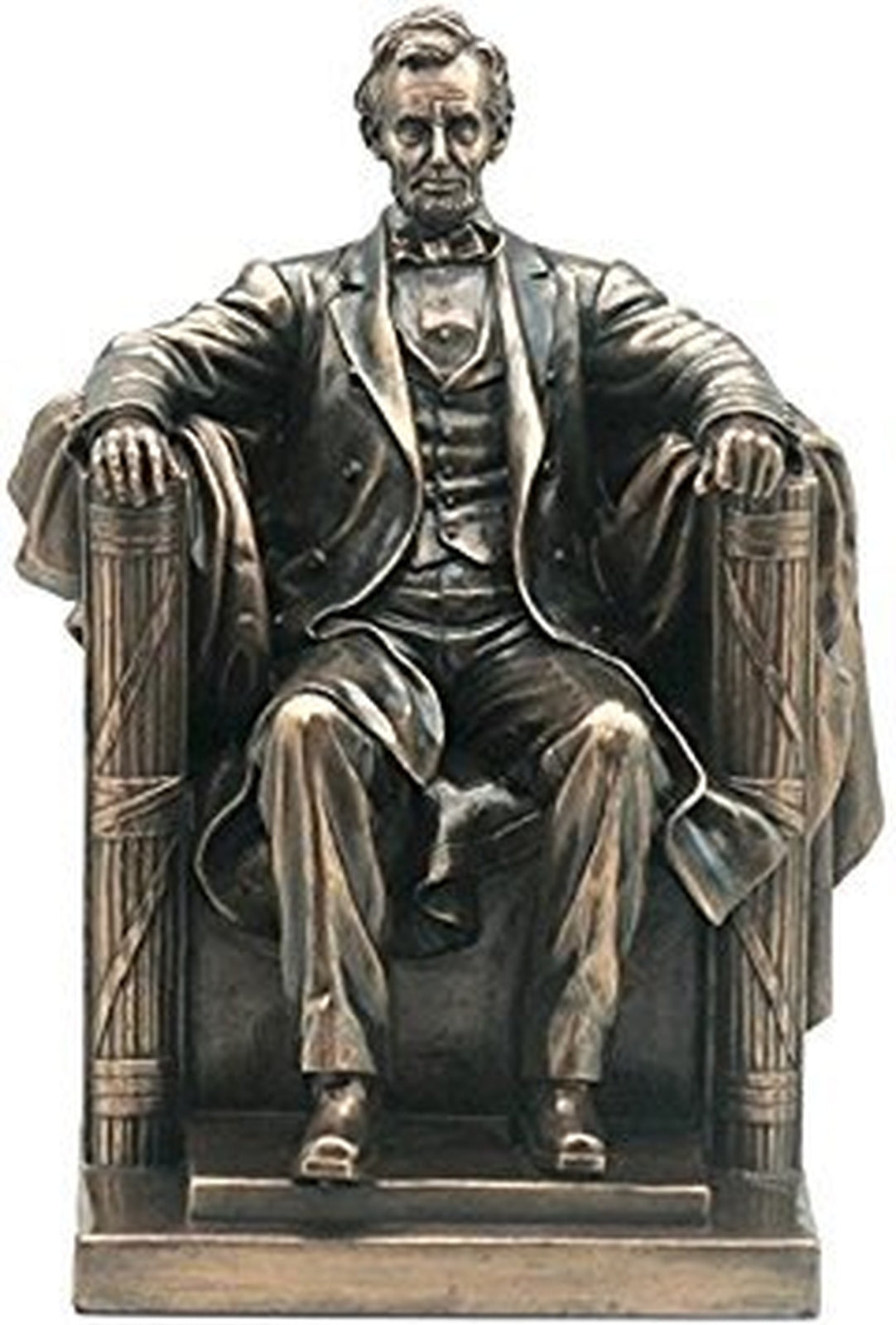 9 Inch Seated Abraham Lincoln Bronze Finish Statue / Bookend Sculpture