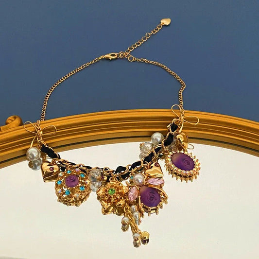 Vintage Art Retro Enamel Fringe Animal Bees Love Flowers Butterfly Trend New Necklace