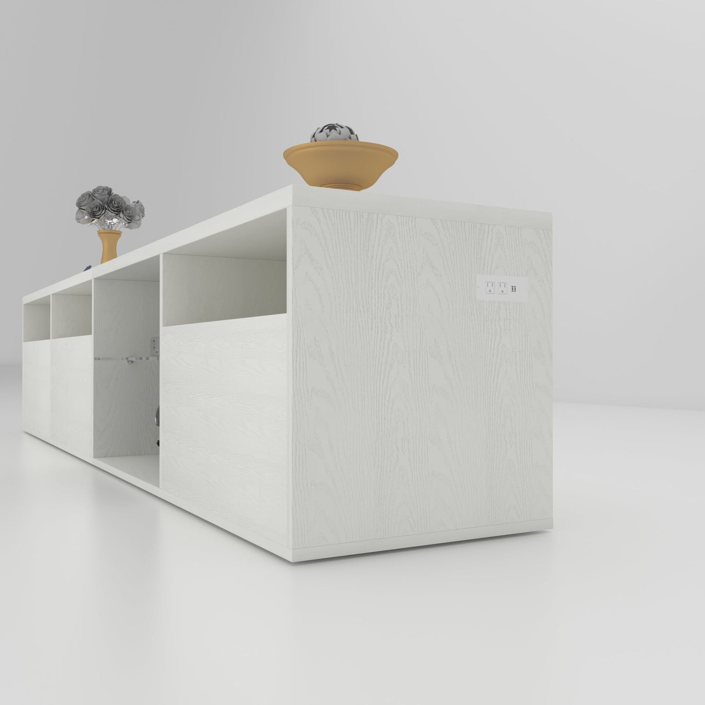 TV console with storage cabinet, 82.6-inch long LED TV stand with 31 mode switching lights (white, suitable for 75/80 inch TVs)