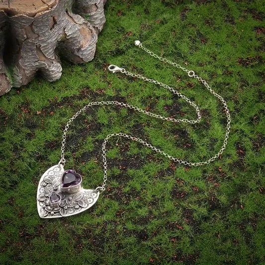 Amethyst Heart Pendant Necklace