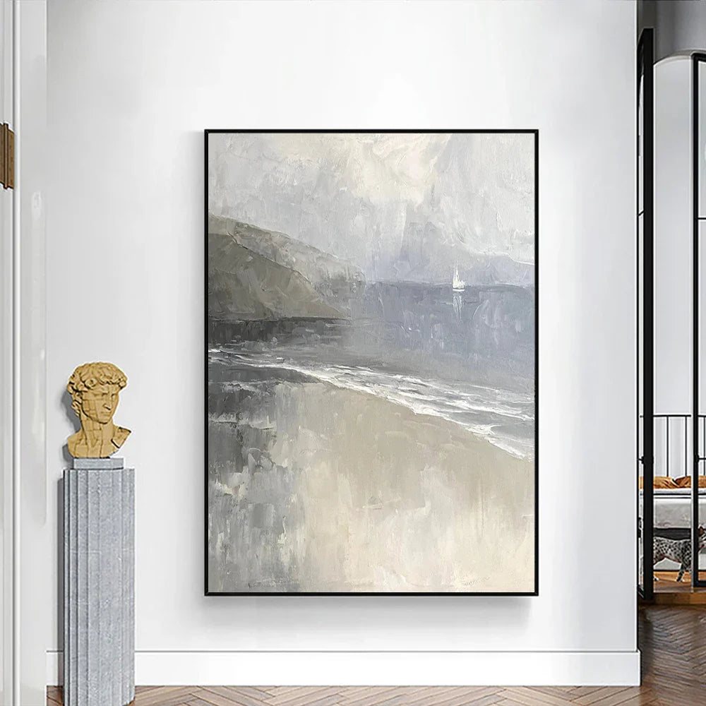 Gray yellow Oil Painting On Canvas Handmade Abstract Landscape Thick Oil Wall Art Hand Painted Large Sized Decoration Paintings