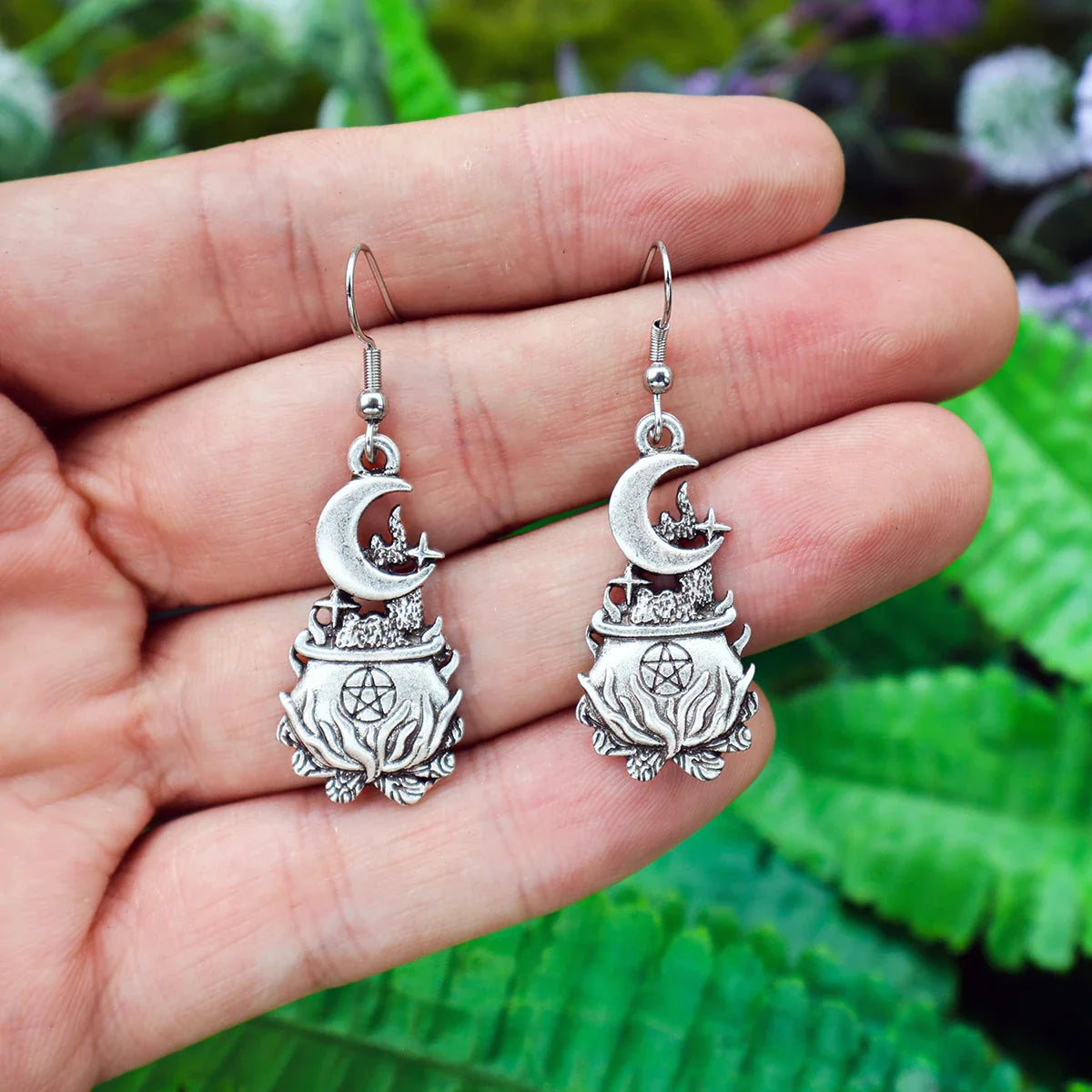 Cauldron Moon Pentacle Earrings
