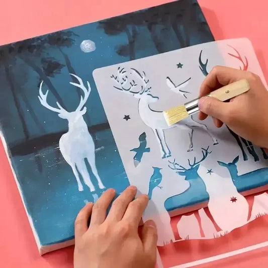 Stencil Paint Brushes Set, Bristle Hair Wooden Handle Perfect ForDIY Crafts Watercolor, Oil, and Acrylic Painting Art Supplies