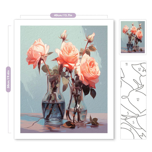 SDOYUNO-Painting By Number Adults Flowers,Rose Simple Oil Painting,Paint Kit,Handpainted,Arts Crafts,Personalized Gift,Wall Art