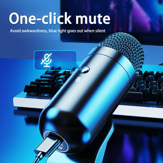 USB Gaming PC Microphone for Streaming Podcasts Desktop Wired Microphone Game Conference Recording Noise Cancelling Microphone