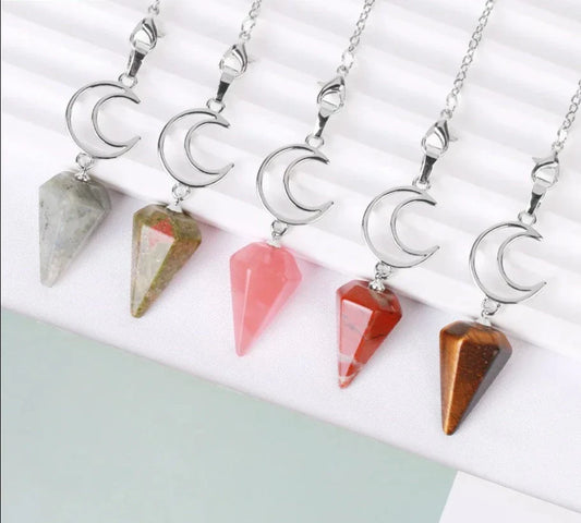 Crystal Crescent Moon Pendulums