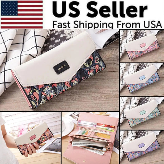 Chic Women's Leather Clutch Wallet & Card Holder