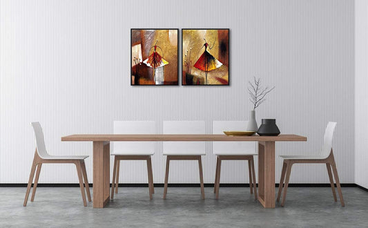 Stunning Hand-Painted Ballet Dancers Canvas Art in Elegant Black Frame – Perfect for Home Decor