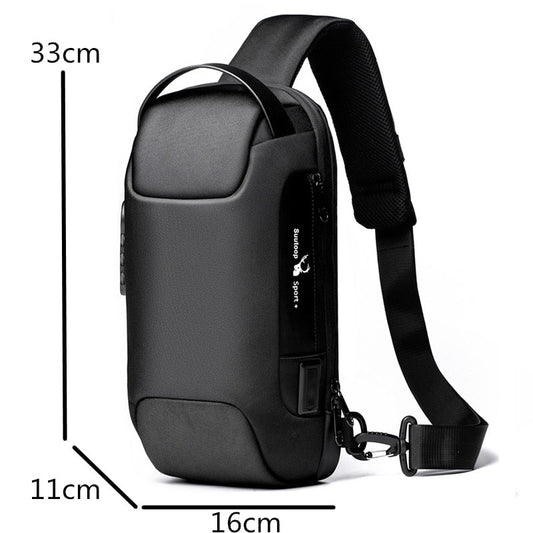 Men's Waterproof USB Oxford Crossbody Bag Anti-theft Shoulder Sling Bag Multifunction Short Travel Messenger Chest Pack For Male