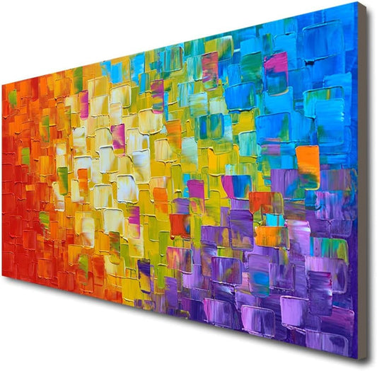 Stunning Hand-Painted Abstract Oil Painting on Canvas - Framed Wall Art, 40x20 Inches, Ready to Hang