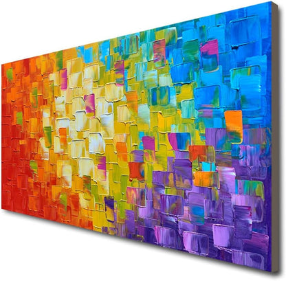 Stunning Hand-Painted Abstract Oil Painting on Canvas - Framed Wall Art, 40x20 Inches, Ready to Hang