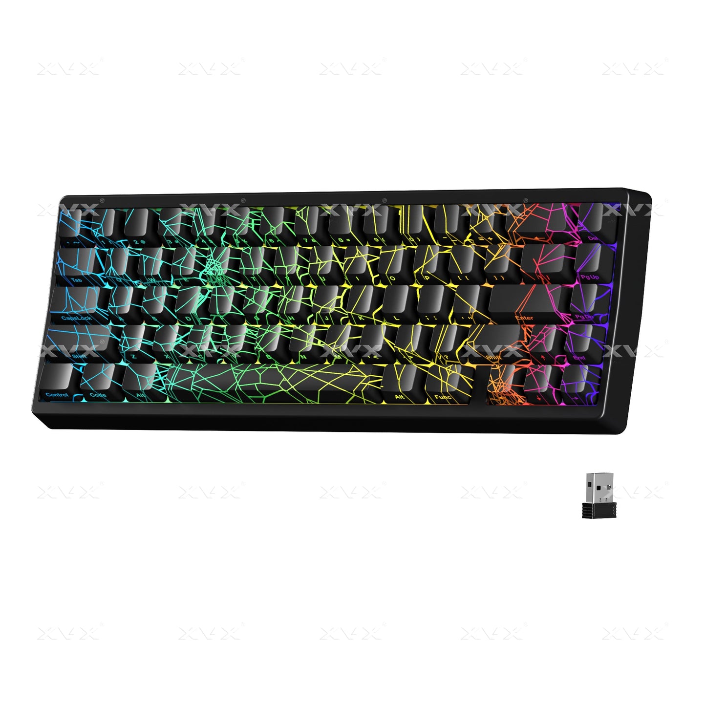 XVX M67 JadeStone Mechanical Keyboard With IMD-Tech Keycaps (SPIDER WEB Version Pattern)（Tri-Mode）