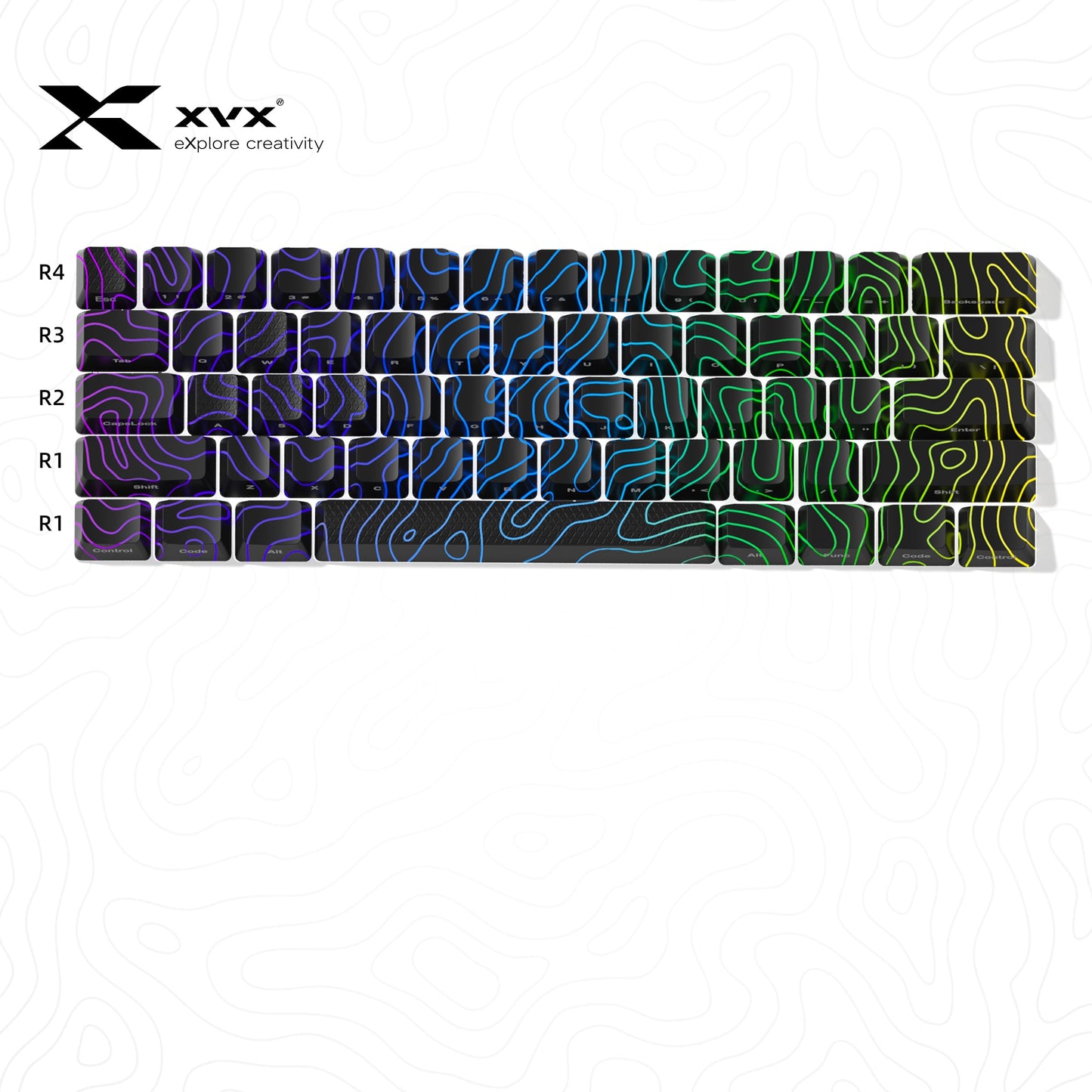 XVX Topographic New Version Pattern Shine-Through OEM Profile IMD-Tech Keycap Set