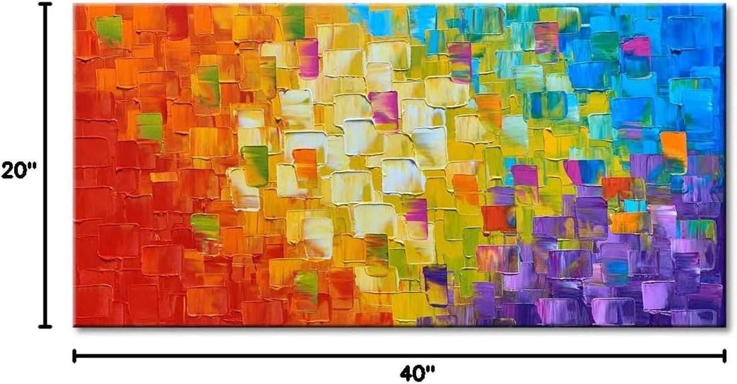 Stunning Hand-Painted Abstract Oil Painting on Canvas - Framed Wall Art, 40x20 Inches, Ready to Hang