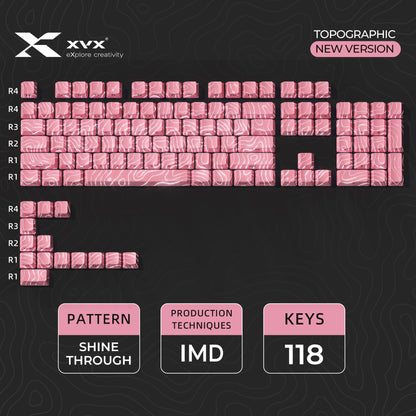 XVX Topographic New Version Pattern Shine-Through OEM Profile IMD-Tech Keycap Set