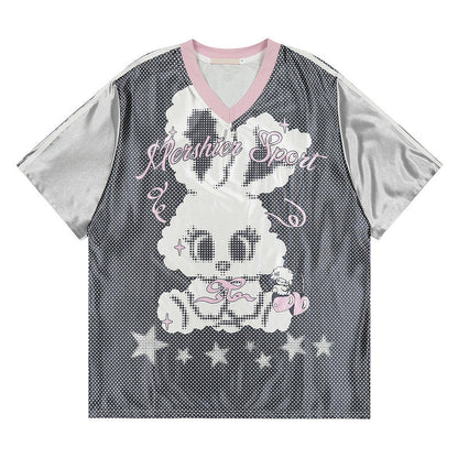 Short Sleeve T-Shirt Unisex Loose Casual Street Sports V-Neck