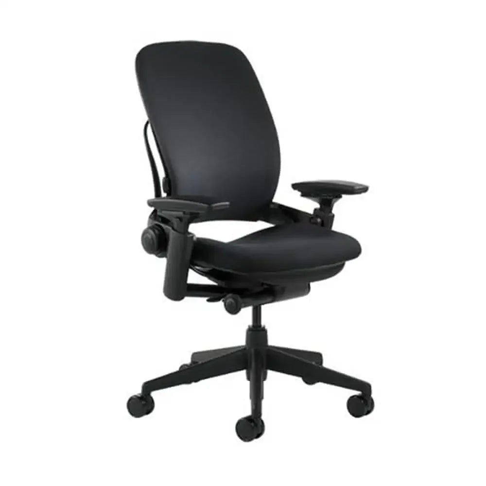 Ergonomic Steelcase Leap V2 Chair Black Adjustable Arms Memory Foam Seat