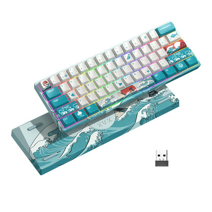 XVX M61 Coral Sea Themed 61 Keys Wired/Wireless Mechanical Keyboard
