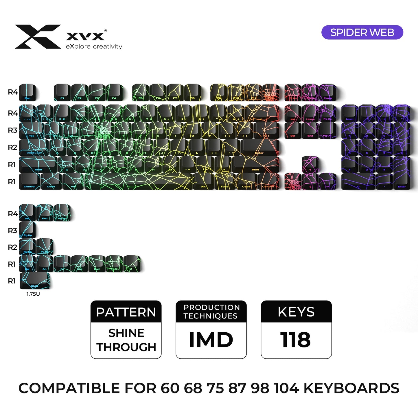 XVX  SPIDER WEB Version Pattern OEM Profile IMD-Tech Keycap Set