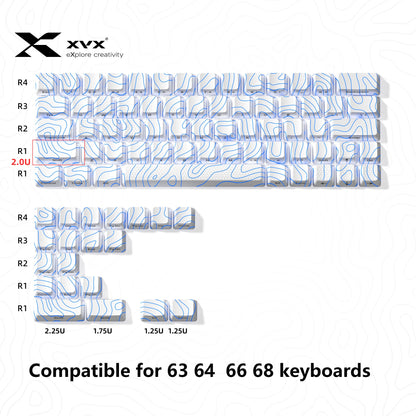 XVX Topographic New Version Pattern Shine-Through OEM Profile IMD-Tech Keycap Set