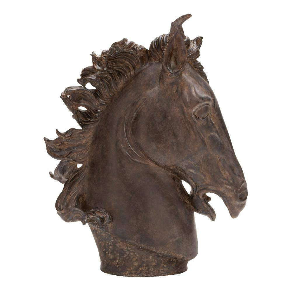 7 In. X 25 In. Brown Polystone Horse Sculpture