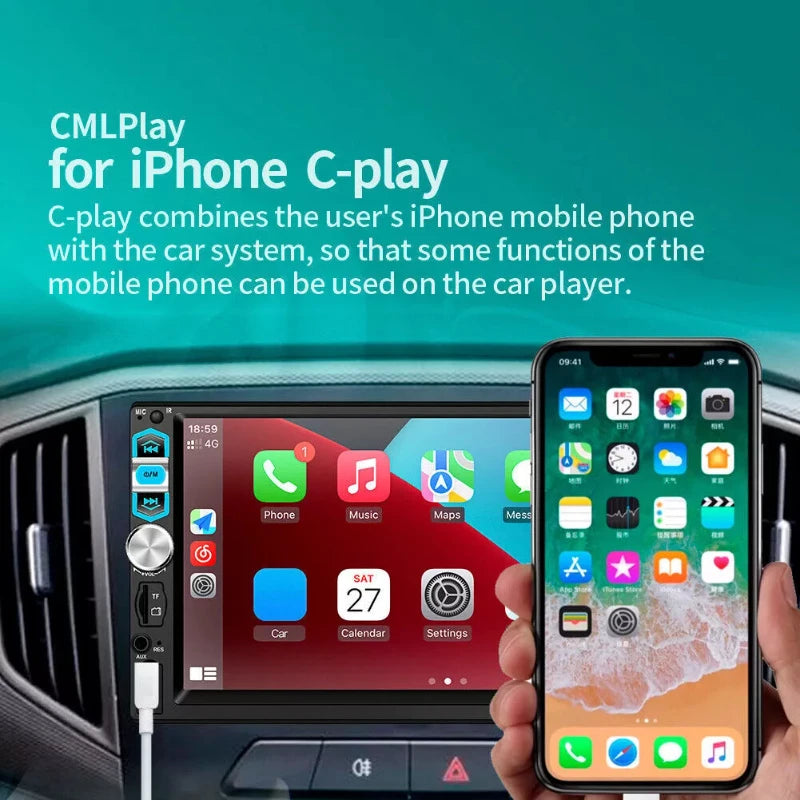 Universal Car Radio Stereo 7Inch HD Touch Screen Multimedia Player BT Autoaudio FM Autoaudio FM Receiver Car Reversing Camera