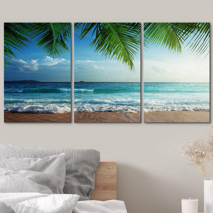 Stunning Sunset on Seychelles Beach - 3-Piece Canvas Art Set (16"x24")