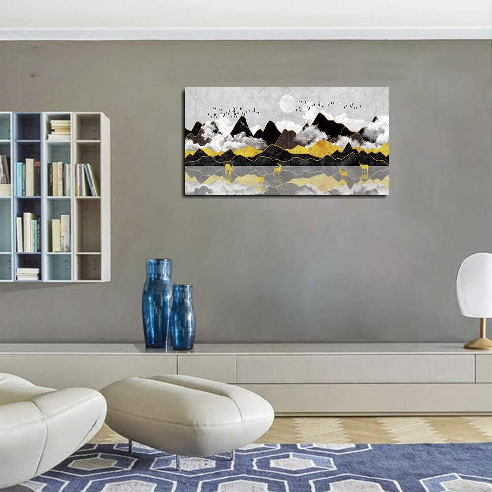 Stunning Black and White Abstract Mountain Canvas Art - Perfect for Living Room, Office, Bedroom, and Bathroom Decor