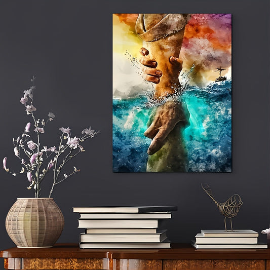 1pc wood frame canvas painting, hand of god wall painting, painting - give me your hand wall art canvas is perfect for home decoration