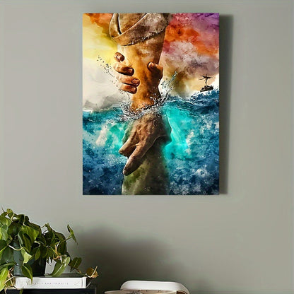 1pc wood frame canvas painting, hand of god wall painting, painting - give me your hand wall art canvas is perfect for home decoration