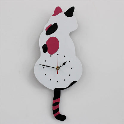 Cartoon art clock home decoration living room wagging tail cat children's room creative wall clock