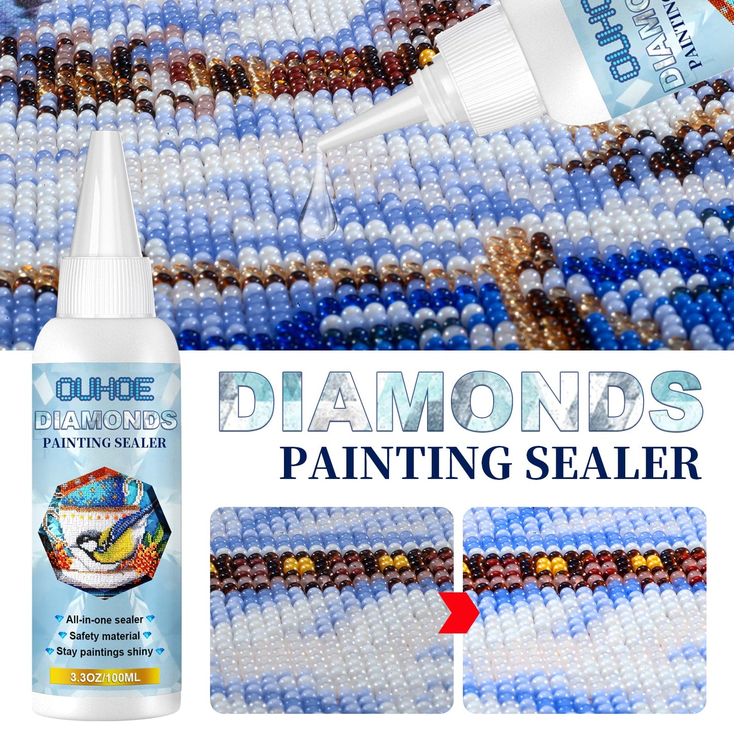 OUHOE Diamond Painting Sealant, Diamond Painting Oil Painting Protective Adhesive 5D Diamond Painting Puzzle Sealant