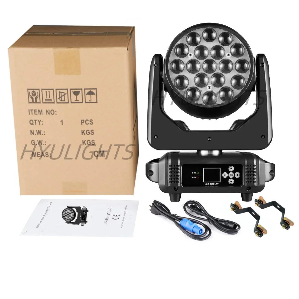 19x15W RGBW LED Moving Head Light - DMX512 Stage Lighting