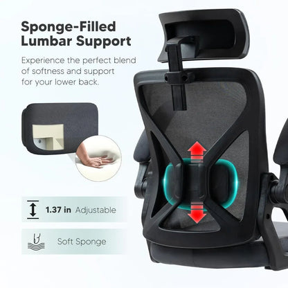 Tall Desk Chairs with Wheels and Flip-Up Armrests for Home Office Desk Gamer Chair Dark Grey Computer Armchair Gaming Ergonomic