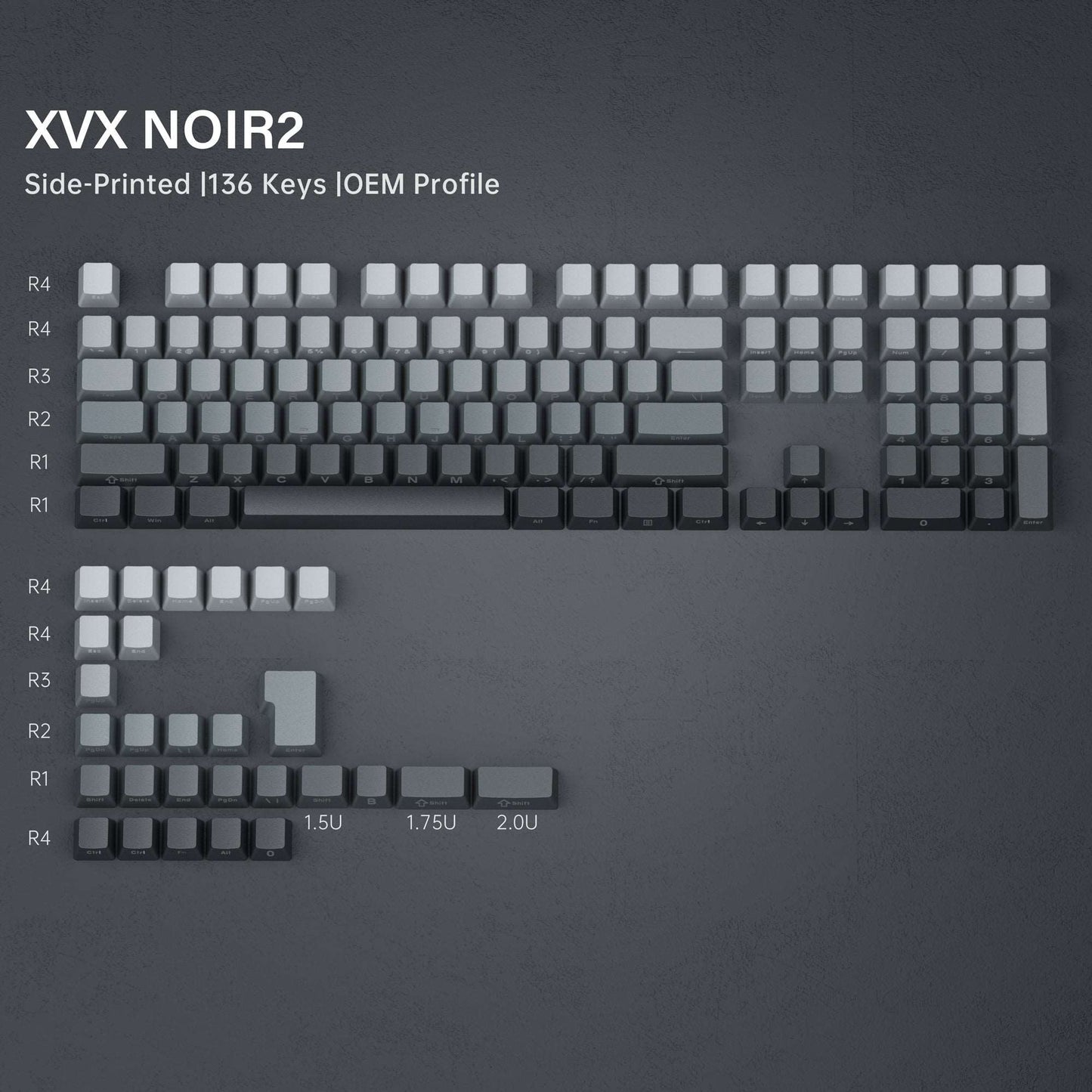 XVX Gradient Series 136-Key Side-Printed OEM Profile Keycap (7 Colors)