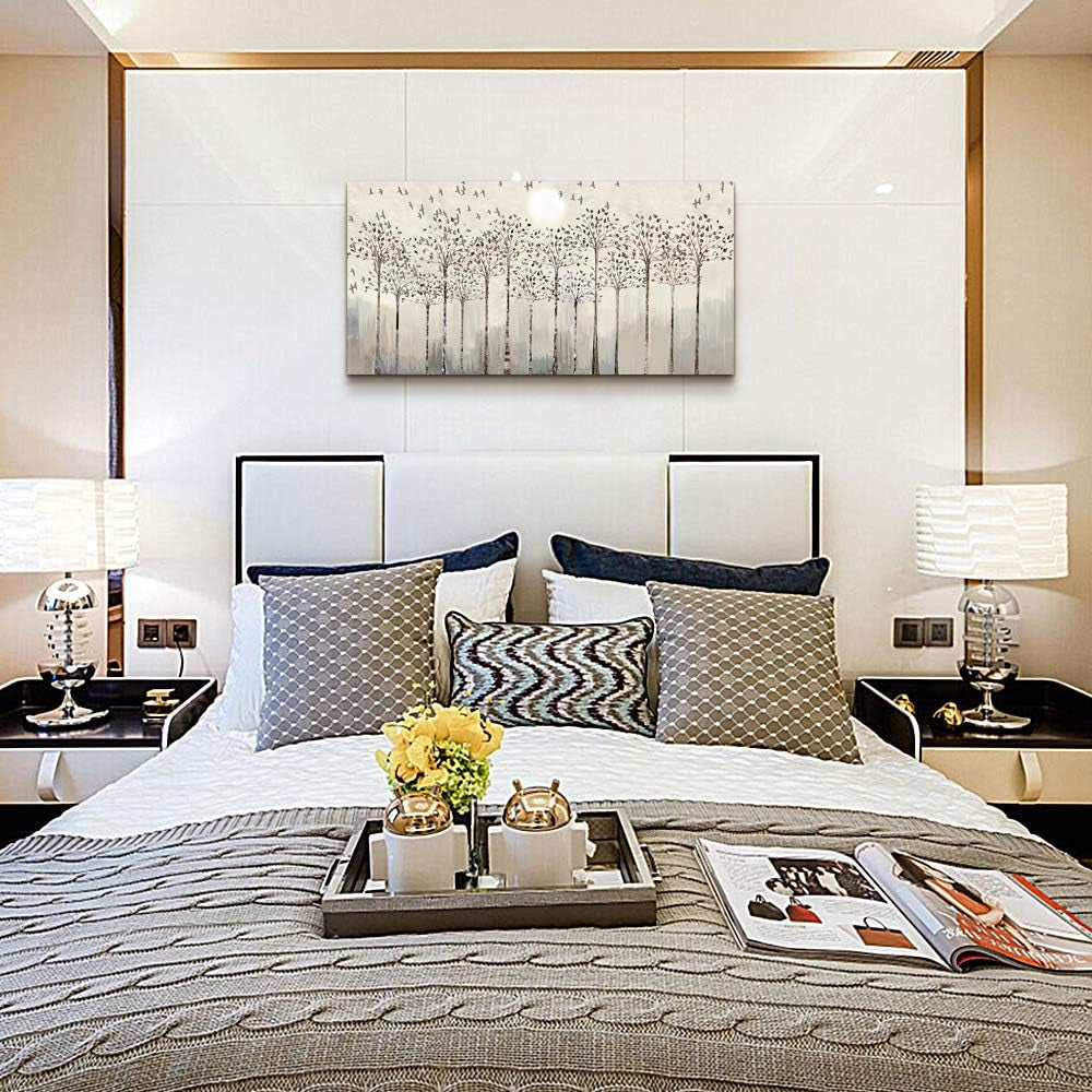 Stunning Abstract Canvas Wall Art with Trees and Birds - Perfect for Living Room, Kitchen, Office & Bedroom Décor - Large Modern Home Decoration Prints