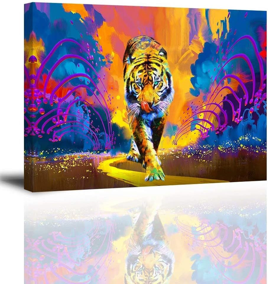 Stunning Tiger Abstract Canvas Wall Art - Framed 12x16 for Bedroom, Living Room & Bathroom Decor