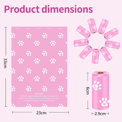 20 Rolls Pink Dog Poop Bags(300 Count) Thickened Poop Bags for Dogs Leak Proof Doggie Poop Bag Refills Rolls Pet Waste Bags